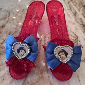 Snow White  Red Glitter Princess Slides with Blue Bows